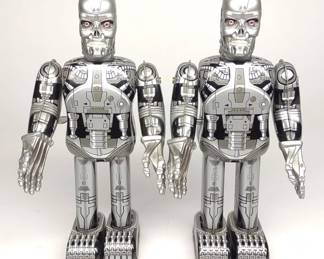 2 Tin Wind-Up Terminator Robot Toys