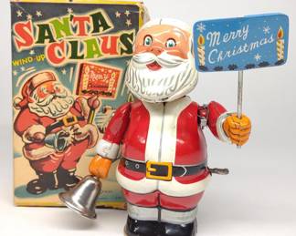 TN Japan Tin Wind-Up Santa Claus Toy w/ Box