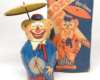 Joustra Bozo the Clown Tin Wind-Up Toy w/ Box