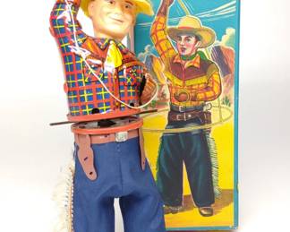 Alps Wind-Up Rodeo Cowboy Rope Spinner Toy & Box