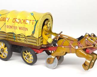 Linemar Friction Davy Crockett Frontier Wagon Toy
