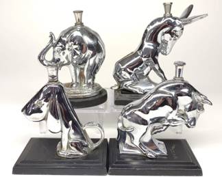 4 Ronson Chrome Art Deco Figural Striker Lighters