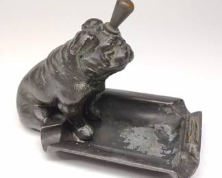 Art Deco Ronson Bulldog Ashtray & Striker Lighter