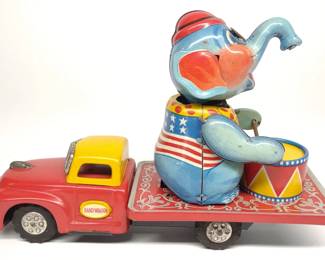 Japan Elephant Band Wagon Tin Friction Truck Toy