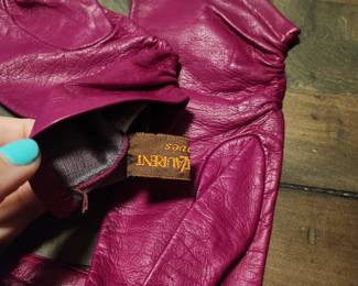 Yves Saint Laurent vintage magenta leather gloves