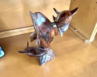 Vintage hand -carved wood dolphin