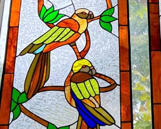 Parrots stain glass 