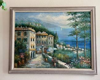 Oil painting lake Como, Italy
