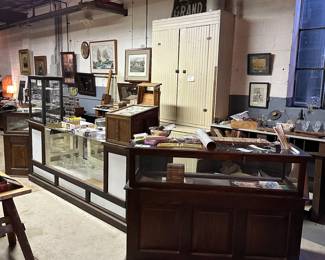 Antique oak display cases
