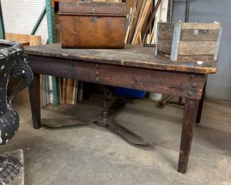 Antique Industrial counter height work table 