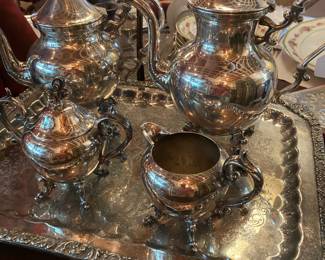 Tea and coffee set on tray 