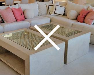 Coffee tables are not for sale, but the lovely, comfy sectional IS for sale ;)