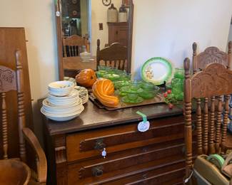 Marble top antique buffet $150