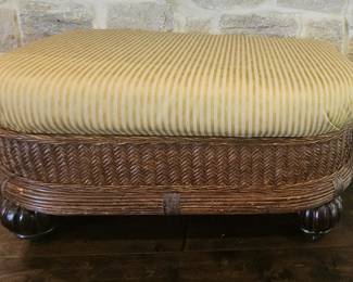 Wicker and cloth ottoman 
