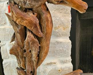 Driftwood Seahorse Statue