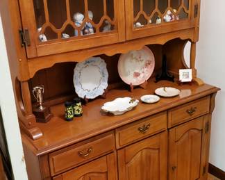 2 piece maple china cabinet 