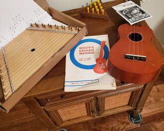 Vintage Ukulele & Lap Harp
White Furniture Nightstand