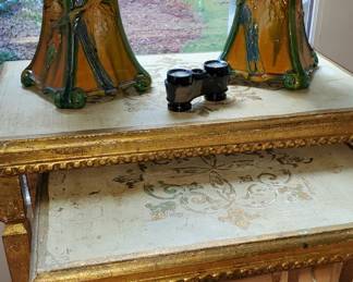 Majolica Parrot Vases & Italian Florentine Nesting Tables