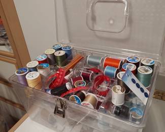 Well stocked sewing kit with 2 lift out trays