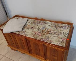 Vintage cedar chest with padded top