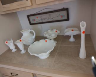 Collection of milk glass