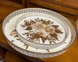 Vintage 1950’s Shabby Chic hand painted serving trays (2).