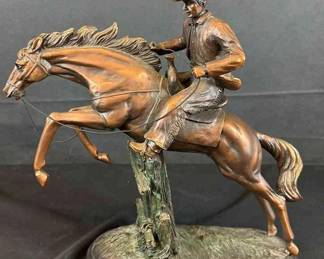 Bronze Western Cowboy Horse Statue