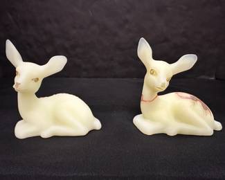Fenton Burmese Color Deer Pair Glows