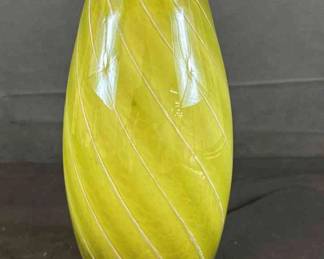 Glass Vase Green Gold Swirl