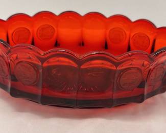 Fostoria Ruby Red Coin Pattern  Glass Bowl