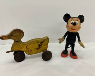 Vintage Toys Walt Disney Minnie Mouse Wooden Duck
