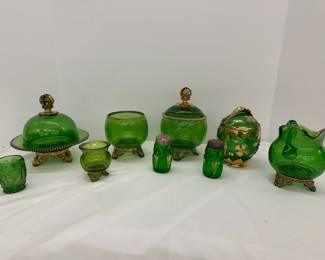 VintageBeautiful Green Glass Lot