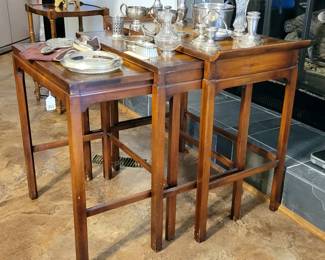 Nest of Tables with Leather Top