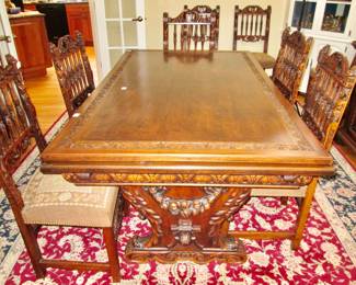 Fantastic antique table and 12 chairs finely carved