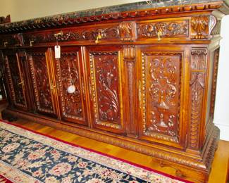 marble top carved sideboard