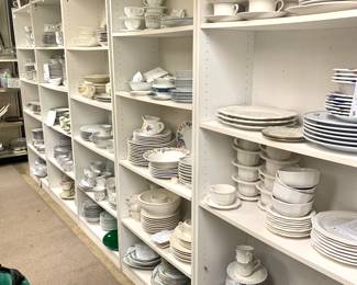 A whole room of dishes & glassware 