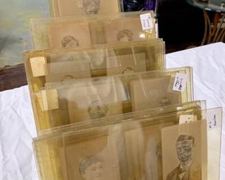 Large collection of antique glass negatives 