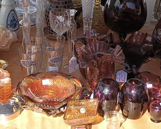 Carnival Glass, purple pressed glass