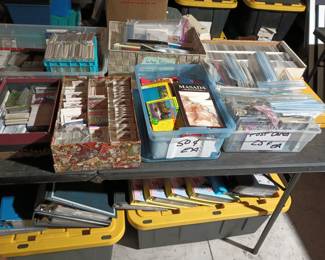 Post cards, ty beanie trading cards, baseball/football penny sleeved cards
Individually priced 