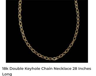 18k double keyhole chain necklace 28 inches