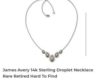 James avery sterling 14k 585 droplet necklace retired 