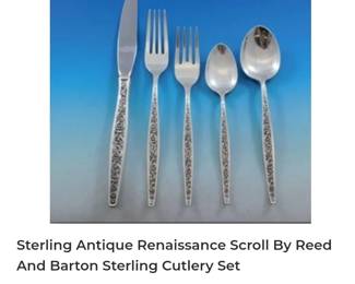 Sterling antique Renaissance Scroll by Reed and Barton Sterling cutlery set