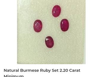 Set of 4 .60 minimum Burmese rubies 