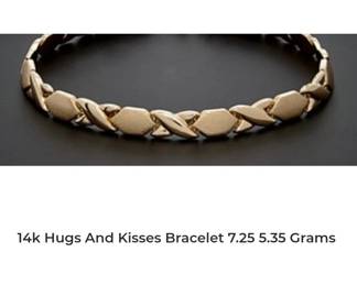 14k solid gold hugs and kisses bracelet