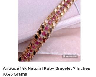 Antique 14k Natural Ruby Bracelet