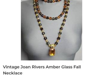 Vintage Joan rivers glass amber Citrine necklace
