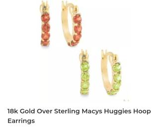 18k gold over sterling macys huggies hoop earrings