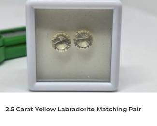 2.5 carat yellow labradorite matching pair