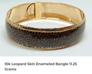 10k leopard skin enameled bangle