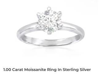 1 carat moissanite ring in sterling silver
